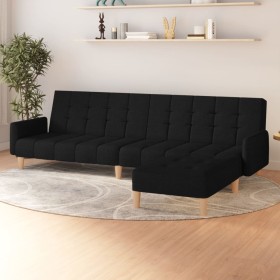 Sofá cama de 2 plazas con reposapiés tela negro de vidaXL, Sofás - Ref: Foro24-3080548, Precio: 336,99 €, Descuento: %