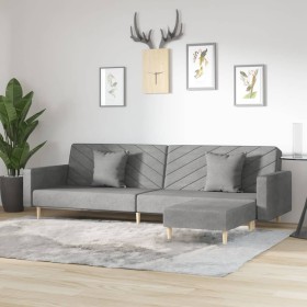 2-Sitzer-Schlafsofa mit Fußstütze und 2 hellgrauen Stoffkissen von vidaXL, Sofas - Ref: Foro24-3081819, Preis: 298,74 €, Raba...