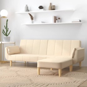 2-Sitzer-Schlafsofa mit Fußstütze und zwei cremefarbenen Stoffkissen von vidaXL, Sofas - Ref: Foro24-3081776, Preis: 329,99 €...