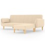 2-seater sofa bed with footrest and two cushions in cream fabric by vidaXL, Sofas - Ref: Foro24-3081776, Price: 329,10 €, Dis...