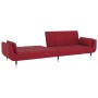 2-Sitzer-Schlafsofa mit Fußstütze und zwei weinroten Samtkissen von vidaXL, Sofas - Ref: Foro24-3081802, Preis: 338,04 €, Rab...