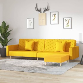 2-seater sofa bed with footrest and 2 yellow fabric cushions by vidaXL, Sofas - Ref: Foro24-3081827, Price: 301,99 €, Discoun...