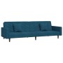 2-Sitzer-Schlafsofa mit Fußstütze und 2 blauen Samtkissen von vidaXL, Sofas - Ref: Foro24-3081842, Preis: 344,66 €, Rabatt: %