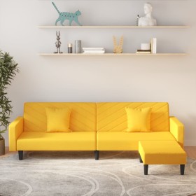 2-Sitzer-Schlafsofa mit Fußstütze und 2 gelben Samtkissen von vidaXL, Sofas - Ref: Foro24-3081850, Preis: 295,99 €, Rabatt: %