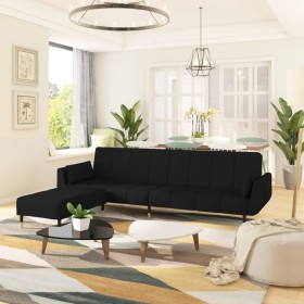 2-seater sofa bed with footrest and two black velvet cushions by vidaXL, Sofas - Ref: Foro24-3081803, Price: 489,99 €, Discou...