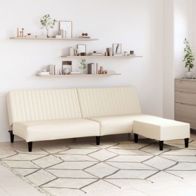 2-Sitzer-Schlafsofa mit Fußstütze aus cremefarbenem Kunstleder von vidaXL, Sofas - Ref: Foro24-3081876, Preis: 243,99 €, Raba...