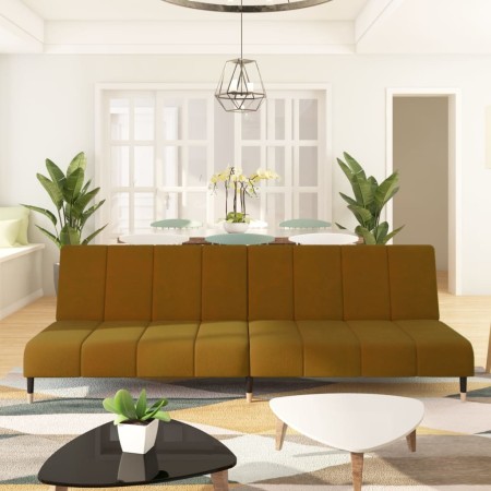 Brown velvet 2-seater sofa bed by vidaXL, Sofas - Ref: Foro24-337579, Price: 172,65 €, Discount: %