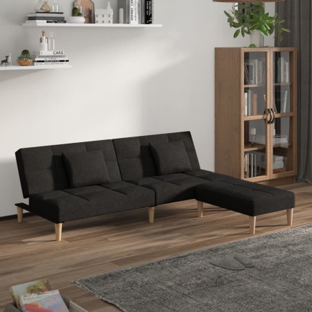 2-Sitzer-Schlafsofa mit 2 Kissen und Fußstütze aus dunkelgrauem Stoff von vidaXL, Sofas - Ref: Foro24-3080600, Preis: 289,88 ...