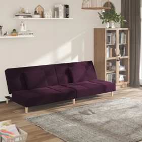 Sofá cama de 2 plazas con dos almohadas tela morado de vidaXL, Sofás - Ref: Foro24-337426, Precio: 191,99 €, Descuento: %