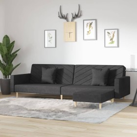 2-Sitzer-Schlafsofa mit Fußstütze und 2 schwarzen Stoffkissen von vidaXL, Sofas - Ref: Foro24-3081821, Preis: 318,99 €, Rabat...