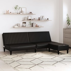 2-seater sofa bed with footrest black synthetic leather by vidaXL, Sofas - Ref: Foro24-3081875, Price: 249,99 €, Discount: %