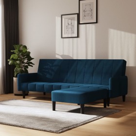 2-Sitzer-Schlafsofa mit Fußstütze aus blauem Samt von vidaXL, Sofas - Ref: Foro24-3080569, Preis: 309,99 €, Rabatt: %