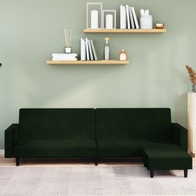 Sofá cama de 2 plazas con reposapies terciopelo verde oscuro de vidaXL, Sofás - Ref: Foro24-3081867, Precio: 294,99 €, Descue...