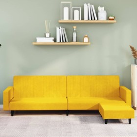 2-seater sofa bed with yellow velvet footrest by vidaXL, Sofas - Ref: Foro24-3081872, Price: 275,99 €, Discount: %