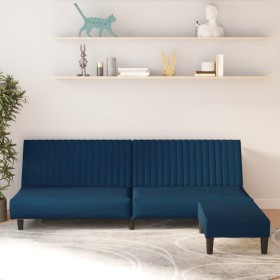 2-seater sofa bed with blue velvet footrest by vidaXL, Sofas - Ref: Foro24-3081853, Price: 262,99 €, Discount: %