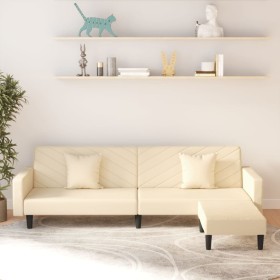 2-seater sofa bed with footrest and 2 cream velvet cushions by vidaXL, Sofas - Ref: Foro24-3081852, Price: 305,99 €, Discount: %