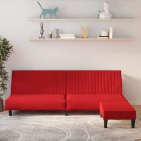 Sofá cama de 2 plazas con reposapiés terciopelo rojo tinto de vidaXL, Sofás - Ref: Foro24-3081859, Precio: 260,73 €, Descuent...