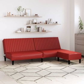 2-seater sofa bed with footrest in red synthetic leather by vidaXL, Sofas - Ref: Foro24-3081879, Price: 244,99 €, Discount: %