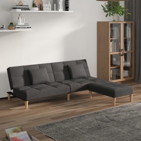 Sofá cama 2 plazas 2 cojines y reposapiés tela gris claro de vidaXL, Sofás - Ref: Foro24-3080599, Precio: 261,01 €, Descuento: %