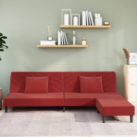 2-Sitzer-Schlafsofa mit Fußstütze und 2 roten Samtkissen von vidaXL, Sofas - Ref: Foro24-3081837, Preis: 241,66 €, Rabatt: %