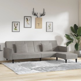 2-seater sofa bed with 2 cushions and gray velvet footrest by vidaXL, Sofas - Ref: Foro24-3080635, Price: 315,30 €, Discount: %