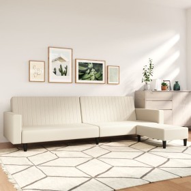 2-Sitzer-Schlafsofa mit Fußstütze aus cremefarbenem Kunstleder von vidaXL, Sofas - Ref: Foro24-3081883, Preis: 257,99 €, Raba...