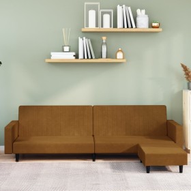 2-seater sofa bed with brown velvet footrest by vidaXL, Sofas - Ref: Foro24-3081873, Price: 261,37 €, Discount: %