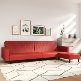 Sofá cama de 2 plazas con reposapiés cuero sintético rojo tinto de vidaXL, Sofás - Ref: Foro24-3081886, Precio: 279,73 €, Des...