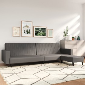 2-seater sofa bed with footrest in gray synthetic leather by vidaXL, Sofas - Ref: Foro24-3081885, Price: 275,99 €, Discount: %