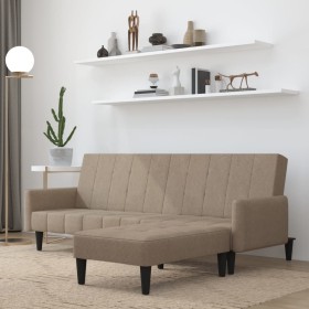 2-seater sofa bed with taupé microfiber fabric stool by vidaXL, Sofas - Ref: Foro24-3121289, Price: 285,99 €, Discount: %