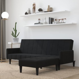 2-seater sofa bed with black microfiber fabric stool by vidaXL, Sofas - Ref: Foro24-3121292, Price: 290,99 €, Discount: %