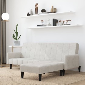 2-Sitzer-Schlafsofa mit hellgrauem Hocker aus Mikrofaserstoff von vidaXL, Sofas - Ref: Foro24-3121290, Preis: 285,99 €, Rabat...