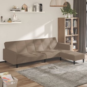 Sofá cama 2 plazas con taburete tejido microfibra gris taupe de vidaXL, Sofás - Ref: Foro24-3121301, Precio: 266,99 €, Descue...