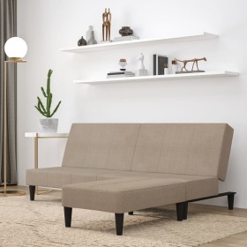 2-Sitzer-Schlafsofa mit Hocker aus taupéfarbenem Mikrofaserstoff von vidaXL, Sofas - Ref: Foro24-3121295, Preis: 228,99 €, Ra...