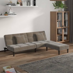 2-seater sofa bed with 2 cushions and footrest in light gray velvet by vidaXL, Sofas - Ref: Foro24-3080624, Price: 267,98 €, ...