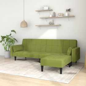 2-Sitzer-Schlafsofa mit 2 Fußstützenkissen aus hellgrünem Samt von vidaXL, Sofas - Ref: Foro24-3080700, Preis: 304,99 €, Raba...