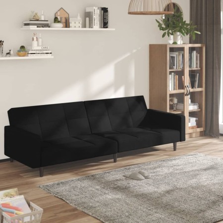 2 seater sofa bed black microfiber fabric by vidaXL, Sofas - Ref: Foro24-340681, Price: 267,65 €, Discount: %