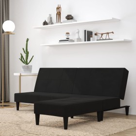 2-seater sofa bed with black microfiber fabric stool by vidaXL, Sofas - Ref: Foro24-3121298, Price: 260,94 €, Discount: %