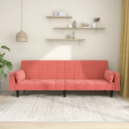 Sofá cama de 2 plazas con dos almohadas terciopelo rosa de vidaXL, Sofás - Ref: Foro24-337517, Precio: 206,40 €, Descuento: %