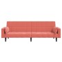 Sofá cama de 2 plazas con dos almohadas terciopelo rosa de vidaXL, Sofás - Ref: Foro24-337517, Precio: 206,40 €, Descuento: %