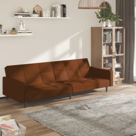 2 seater sofa bed brown microfiber fabric by vidaXL, Sofas - Ref: Foro24-340677, Price: 209,39 €, Discount: %