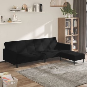 2-Sitzer-Schlafsofa mit schwarzem Mikrofaser-Stoffhocker von vidaXL, Sofas - Ref: Foro24-3121304, Preis: 337,99 €, Rabatt: %