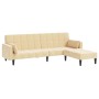 2-seater sofa bed with 2 footrest cushions in cream velvet by vidaXL, Sofas - Ref: Foro24-3080706, Price: 294,61 €, Discount: %