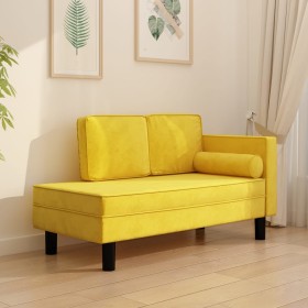 Sofá diván con cojines y cojín de cabeza terciopelo amarillo de vidaXL, Sofás - Ref: Foro24-340710, Precio: 172,69 €, Descuen...