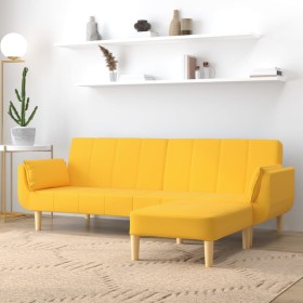 2-seater sofa bed with footrest and two yellow fabric cushions by vidaXL, Sofas - Ref: Foro24-3081781, Price: 316,99 €, Disco...