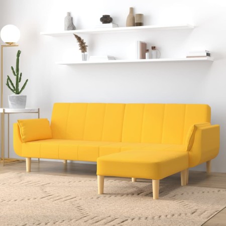 2-seater sofa bed with footrest and two yellow fabric cushions by vidaXL, Sofas - Ref: Foro24-3081781, Price: 316,86 €, Disco...