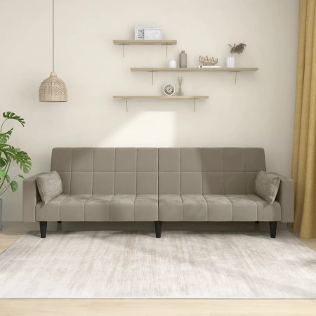 Sofá cama de 2 plazas con dos almohadas terciopelo gris claro de vidaXL, Sofás - Ref: Foro24-337513, Precio: 237,99 €, Descue...