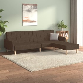 2-seater sofa bed with footrest in brown fabric by vidaXL, Sofas - Ref: Foro24-3080711, Price: 258,19 €, Discount: %