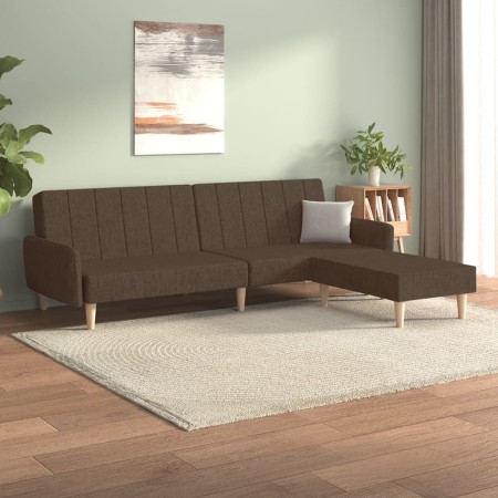 2-seater sofa bed with footrest in brown fabric by vidaXL, Sofas - Ref: Foro24-3080711, Price: 258,99 €, Discount: %