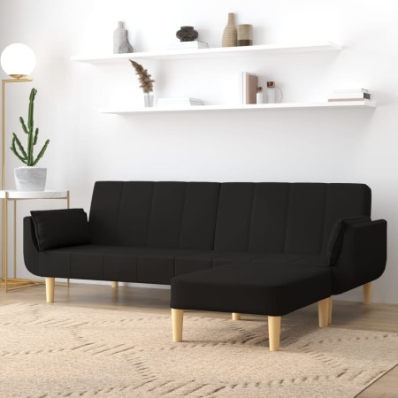 2-Sitzer-Schlafsofa mit Fußstütze und zwei schwarzen Stoffkissen von vidaXL, Sofas - Ref: Foro24-3081775, Preis: 331,66 €, Ra...